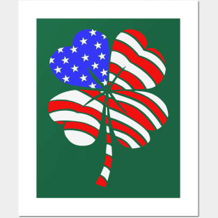 Irish American Flag Shamrock Saint Patricks Day Posters and Art